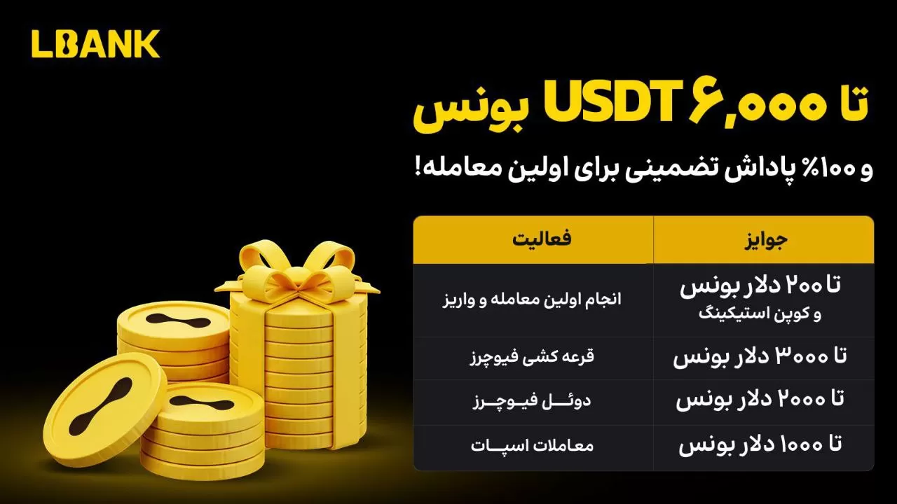 تا 6000 دلار جایزه ویژه برای کاربران جدید صرافی LBank